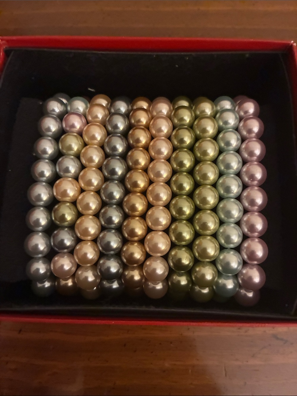 Kenneth Jay Lane Multicolor Metallic Pearl Stretch Bracelets